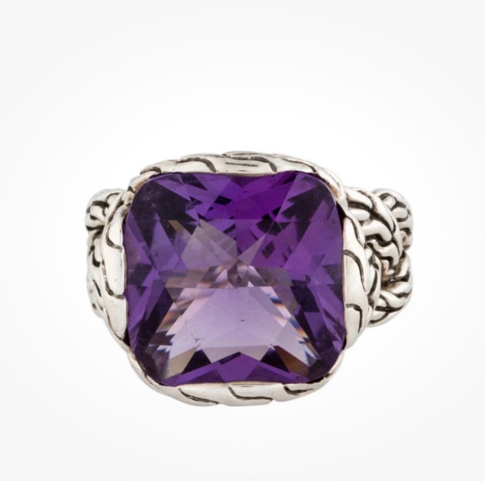John Hardy Classic Chain Amethyst Ring Sz 7